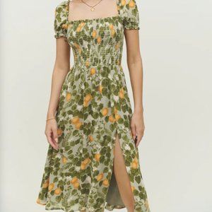 Reformation Inka Dress in Orange Grove Floral